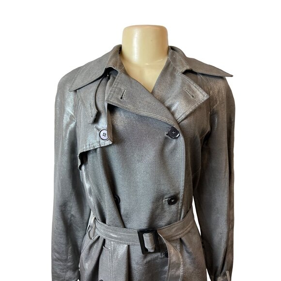 Jones New York Women's Gray Double Breasted Trench Coat Sz M - Picture 6 of 11